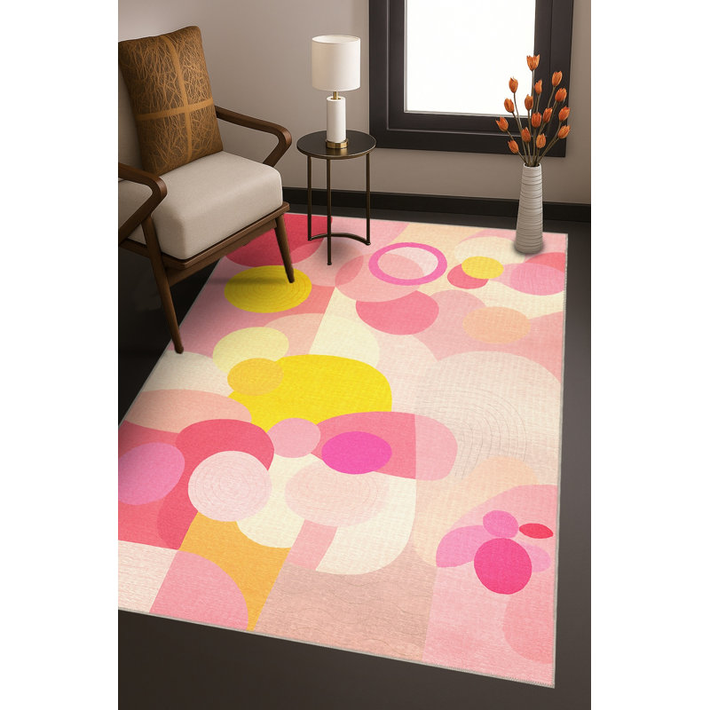 Tapis rose tissé à envers lavable Mosso, 2'4" x 3'11"