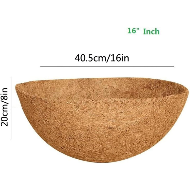 Hanging Basket Liner, Natural Coco Fiber Liners For Round And Trough Hanging Baskets, Round Coconut Fiber Replacement Liners For Flowers, Indoor Outdoor Garden Balcony (2Pcs, 16 Inch)