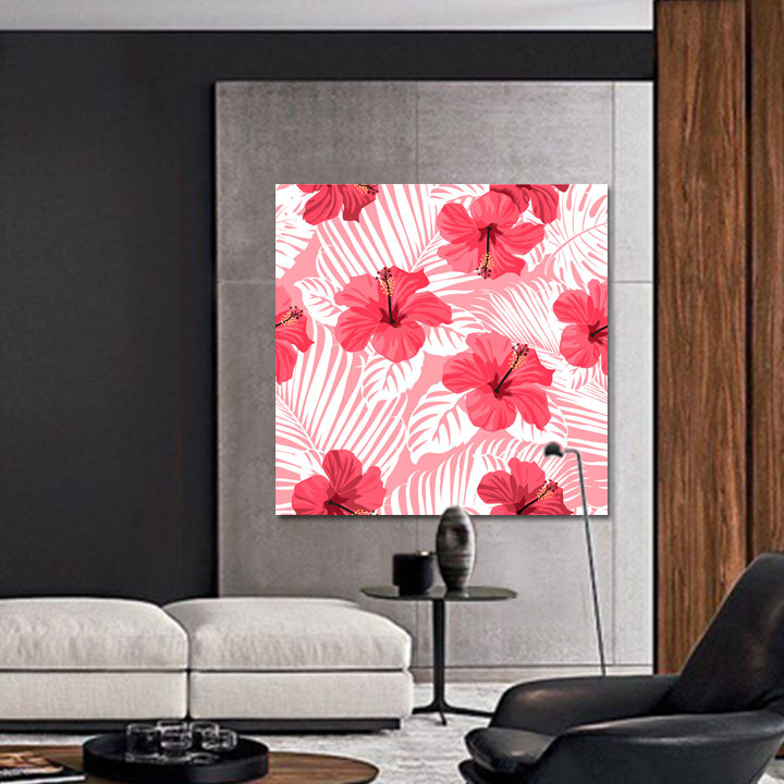 Pink Tropics Print, Square 56" H x 56" W x 2.5" D