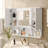 35" W X 29" H Surface Framed Wall Mounted Medicine Cabinet With Mirror And Adjustable Inner Shelves-1163206679