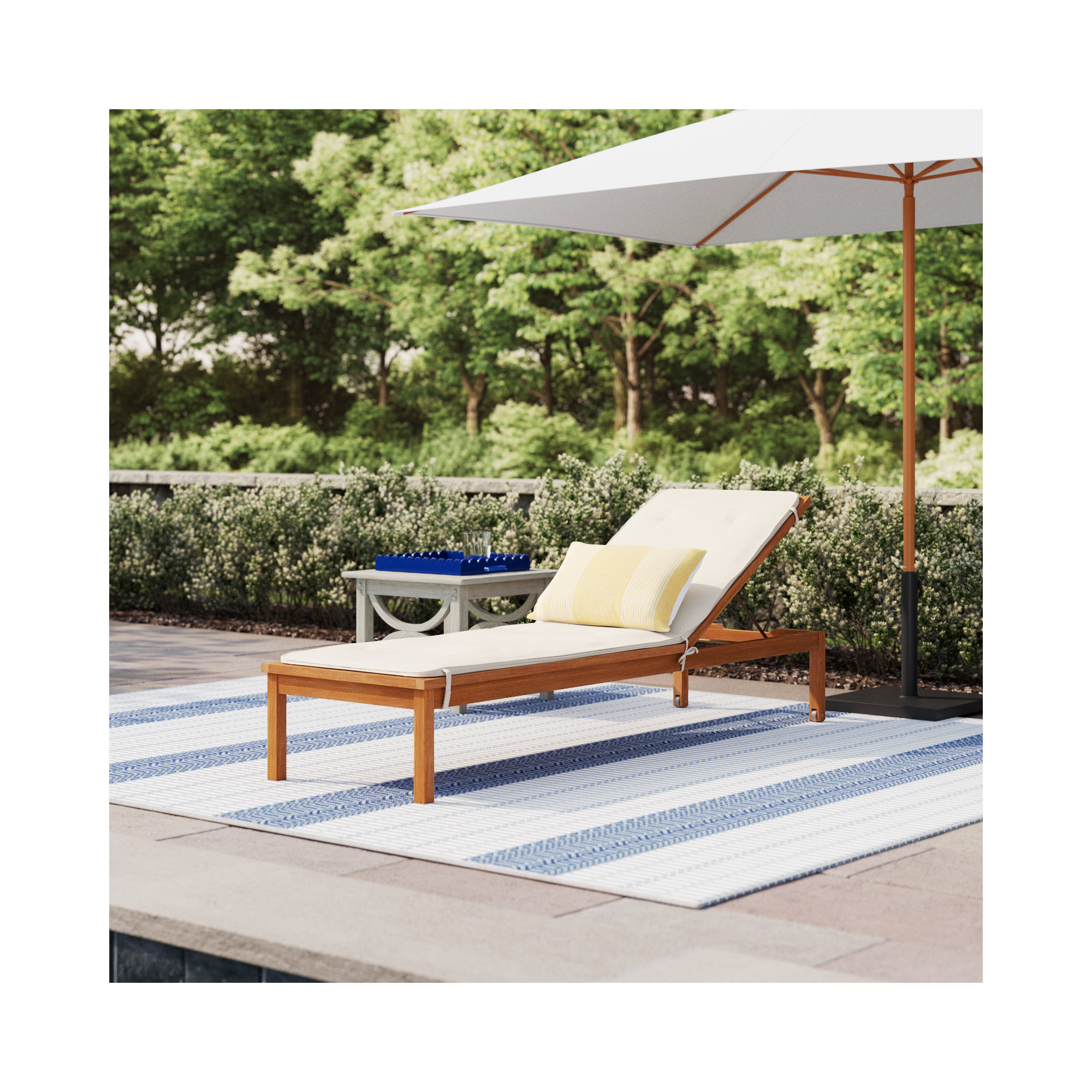 Beckton 23.5'' Outdoor Eucalyptus Chaise Lounge