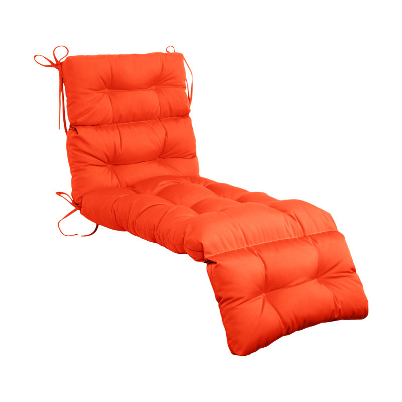 Outdoor Chaise Lounge Chair Cushion 72 X 22 X 4 Inches 100% Waterproof Polyester Patio Pool Lounge Chair Cushion For Outdoor Furniture With Ties,Orange
