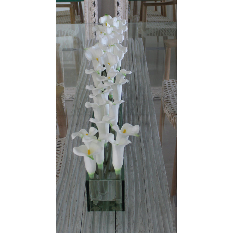 Casa Moderna Calla Lilies Centerpiece in Planter, White