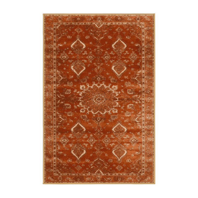 Tapis brun Tabriz lavable à la machine, Tapis de couloir 2 pi x 4 pi