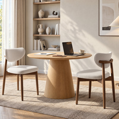 Mid-Century Dining Chair with Solid Wood Legs & Built-in Handle