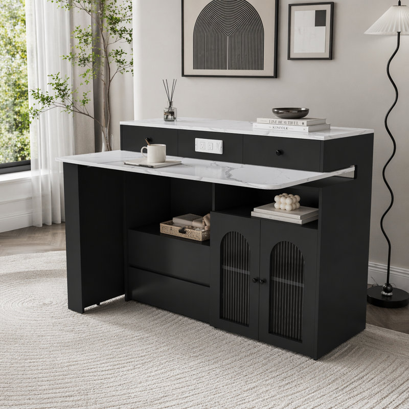 Îlot de cuisine avec table rotative et extensible