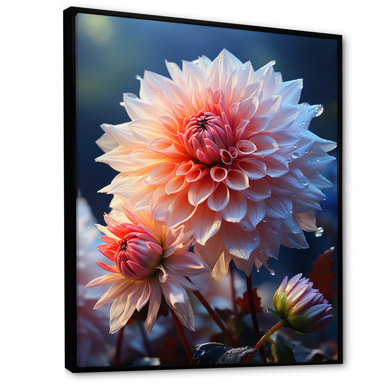 «Kosma Pink Dahlia Romantic Impression II», reproduction sur toile, H 20 po x l 12 po x P 1 po, Cadre flottant noir