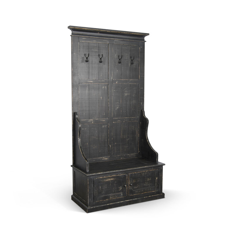 Apollinaris Hall Tree 40'' Wide with Bench, Black Sand