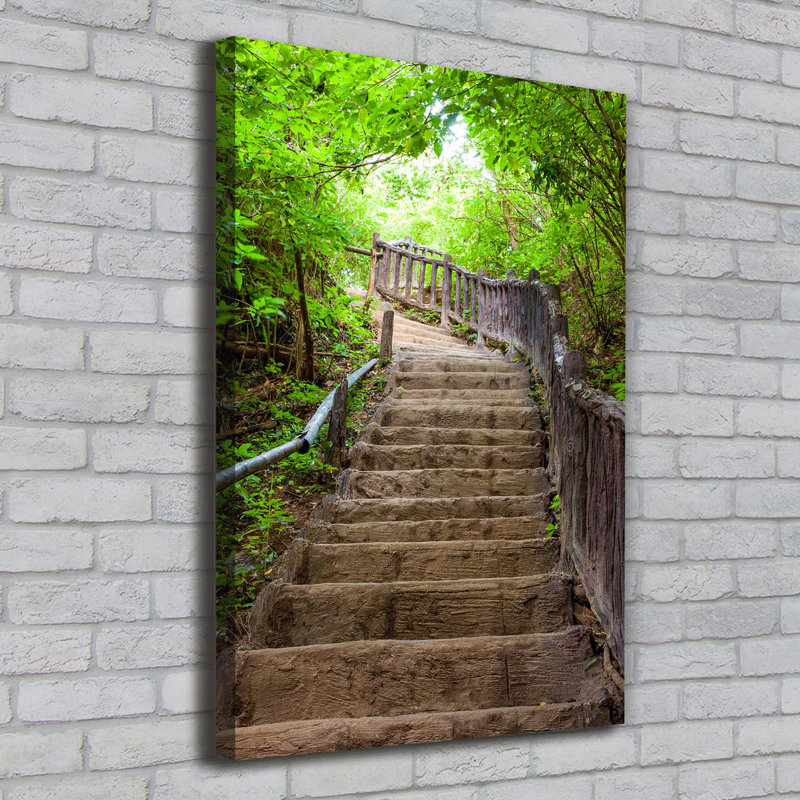 Stairs In The Forest - Wrapped Canvas Print