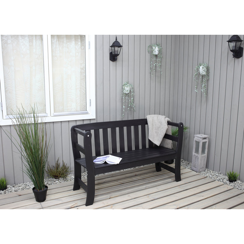 Clapen Solid Wood Pine Outdoor Bench, Dark Coffee