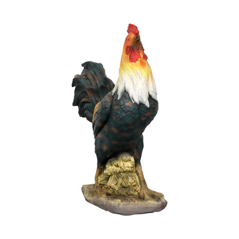 22.4" Multicolor Concrete Rooster Garden Statue