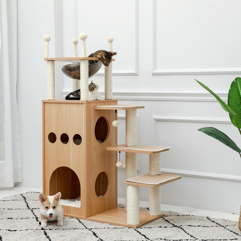Arbre à chat 51 po, Beige, H 42,5 po x l 13,4 po x L 23,6 po