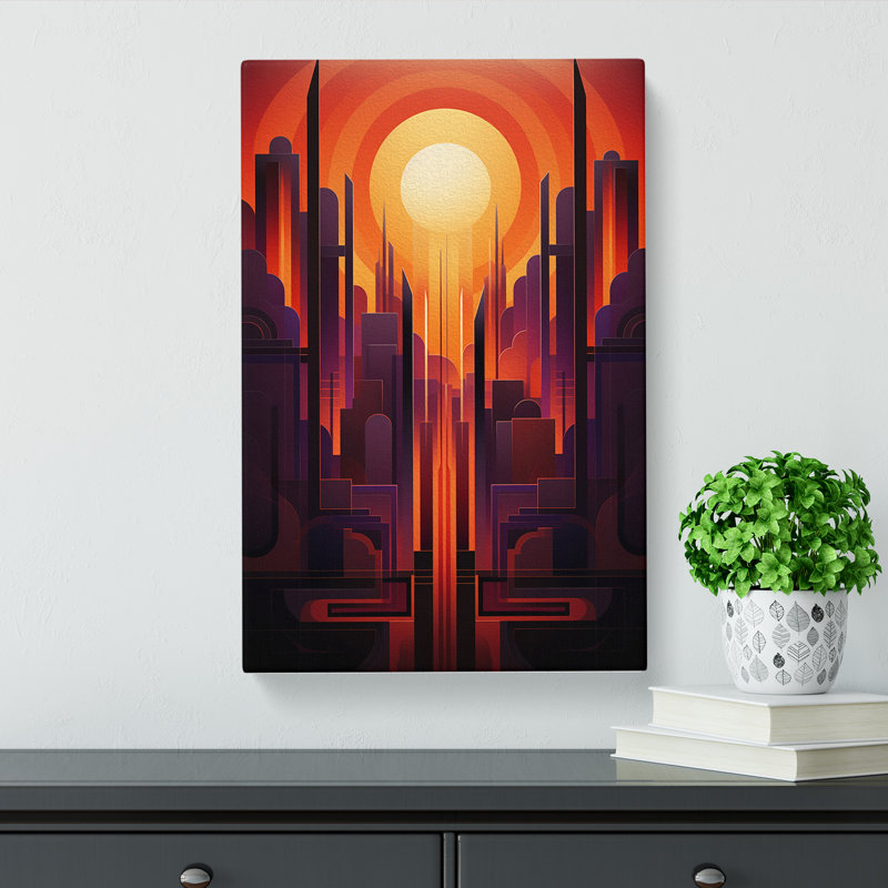Art Deco Sunset Constructivism - Wrapped Canvas, 50cm H x 35cm W x 3cm D