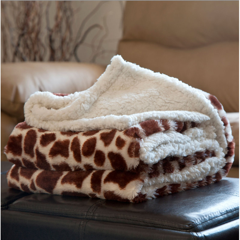 Jeté en molleton Sherpa de Lavish Home - Jeté réversible lavable à la machine de 50 x 60 pouces - Couvertures moelleuses pour canapé, chaise ou lit