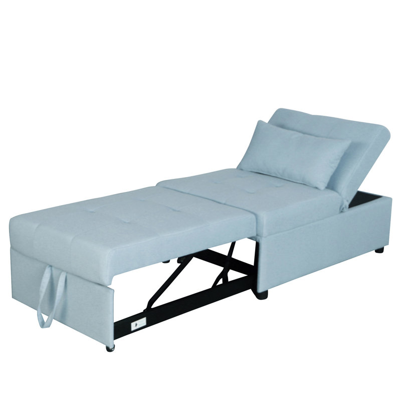 Canapé-lit pliant avec repose-pieds, Tissu bleu