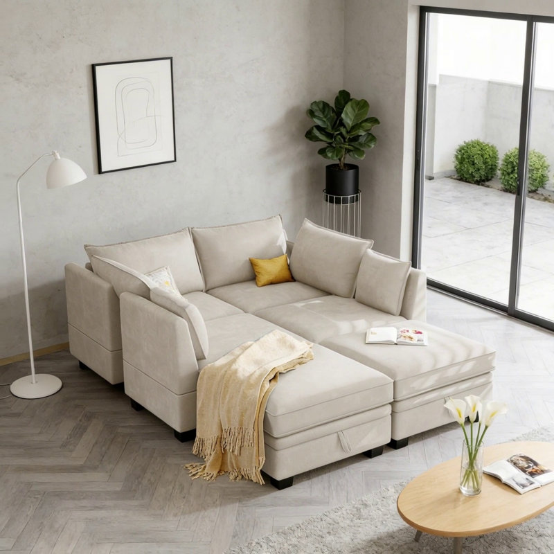Modern Large U-Shape Modular Sectional Sofa