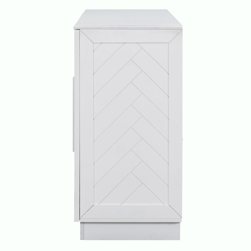 White Wood Console Table with Adjustable Storage Shelves