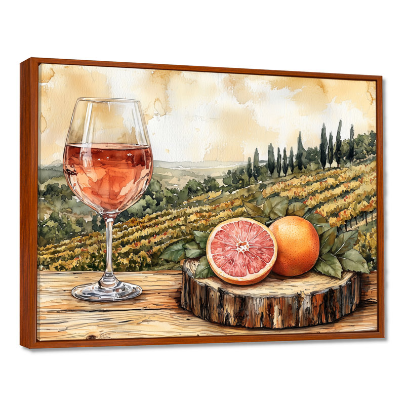 Birtie - Vineyard, art mural, H 30 po x l 40 po, Brun, Impression encadrée flottante