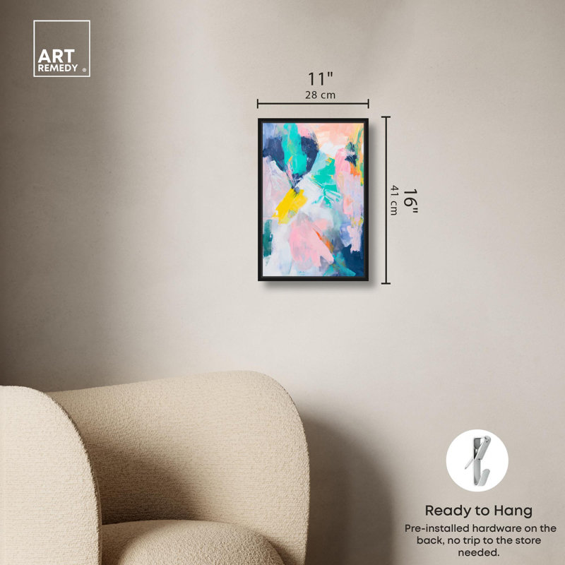 «Featherlight Colors I» par Art Remedy, H 16 po x l 11 po x P 1,2 po, Cadre noir