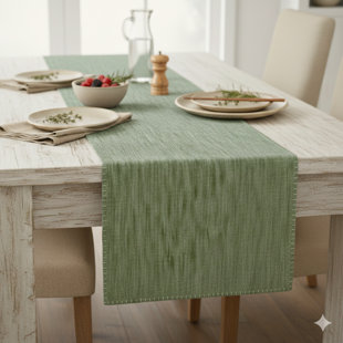 Chemin de table en coton avec bords cousus décoratifs, écharpe de commode, couvercle supérieur de meuble