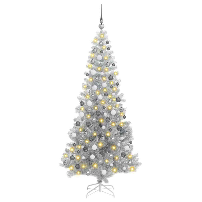 vidaXL Christmas Tree with 300 LEDs with Stand PVC, Silver