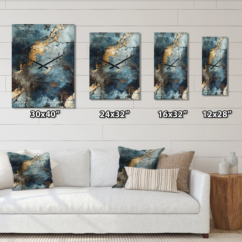 Horloge orageuse Moody I - horloge murale abstraite surdimensionnée, Moyen