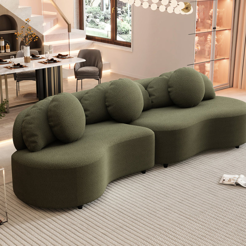 Canapé moderne en velours d'agneau de 103,5 po revêtu de velours d'agneau pour la tranquillité d'esprit, avec dossier à 2 coussins, coin paisible, avec dossier