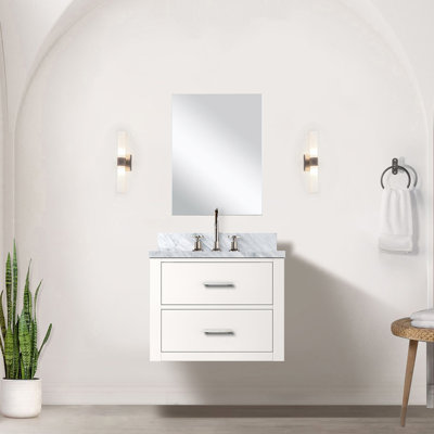 White Single Bath Vanity With Acrylic Top, Faucet & 18 In. Mirror, 24 W X D, Assembled Vanity, 24"W 18"D, Countertop, Faucet, Mirror Included Collection