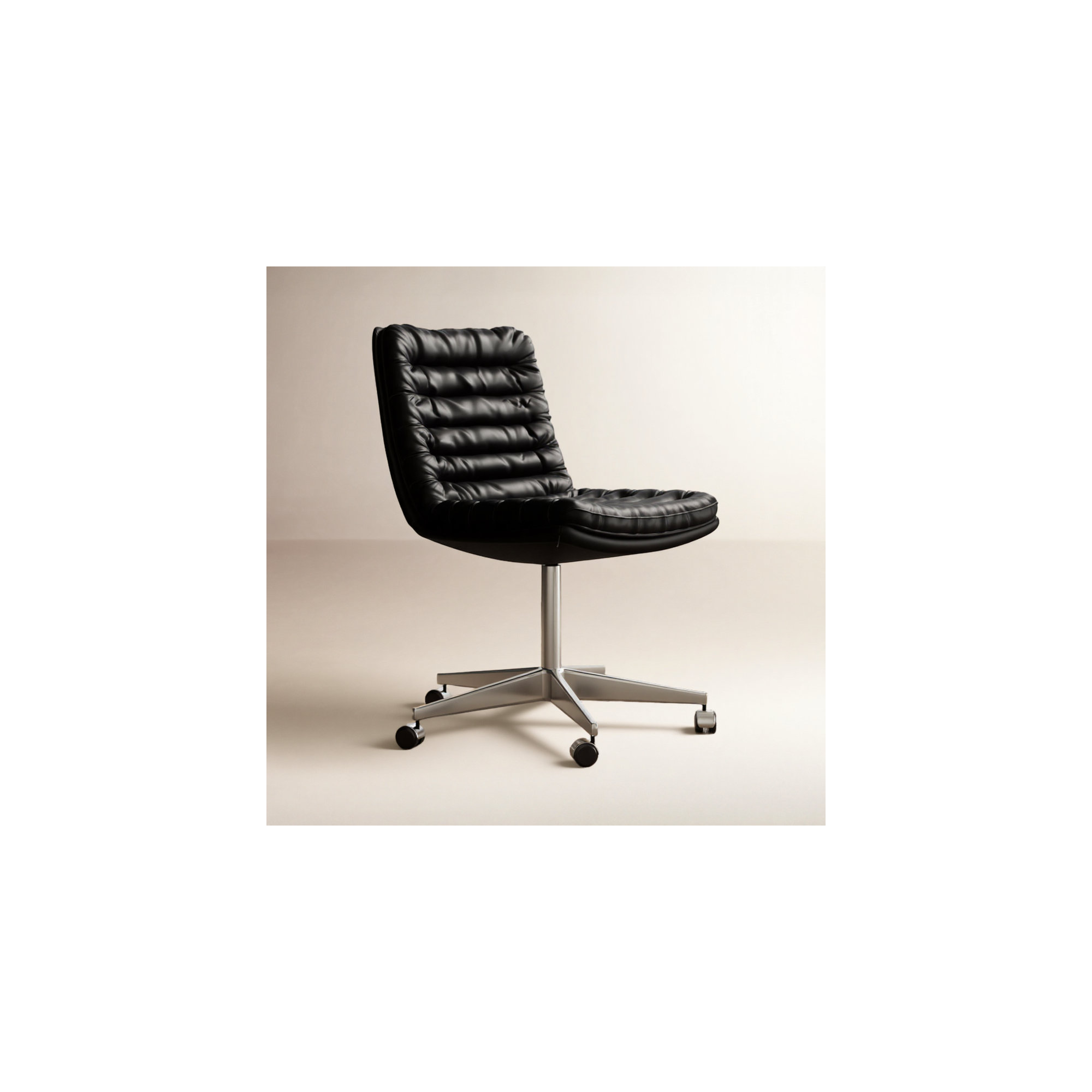 Delmy Swivel Office Chair, Rider Black Genuine Leather