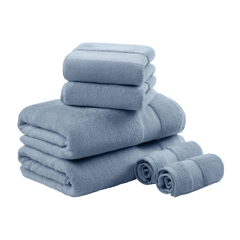 Ensemble de serviettes de bain en coton turc 6 pièces, Bleu doux