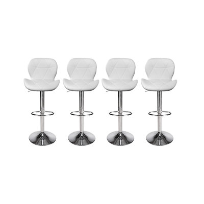 Ensemble de 4 tabourets de bar pivotants réglables (blanc)