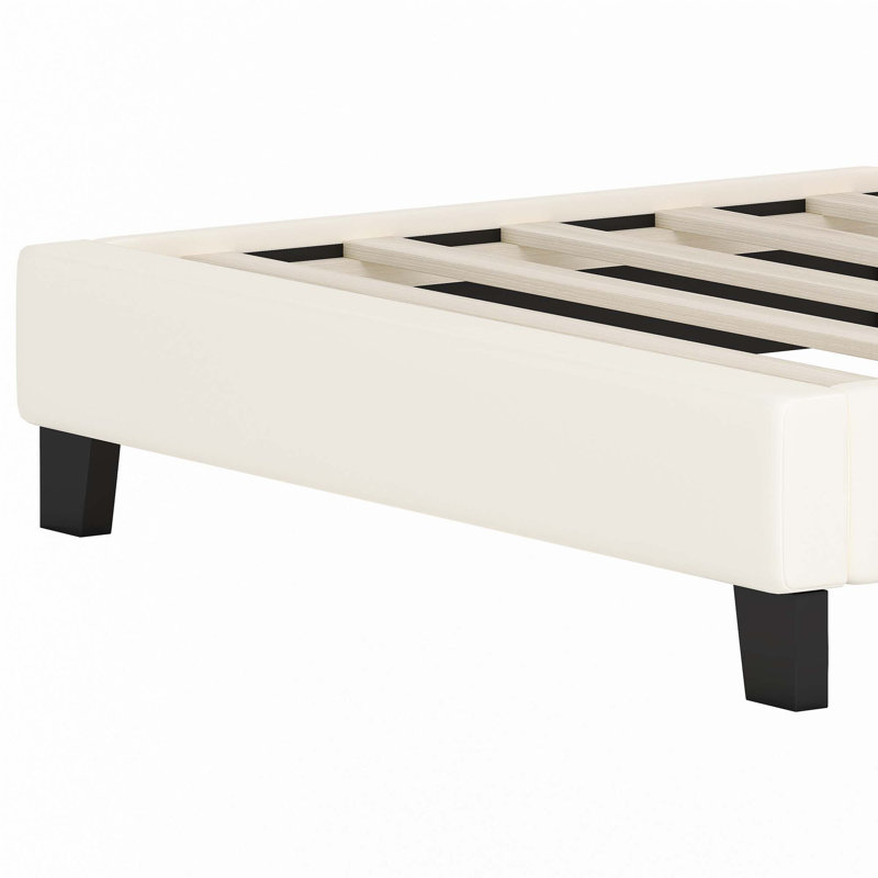 Lit princesse rembourré, lit plateforme, Blanc, Simple