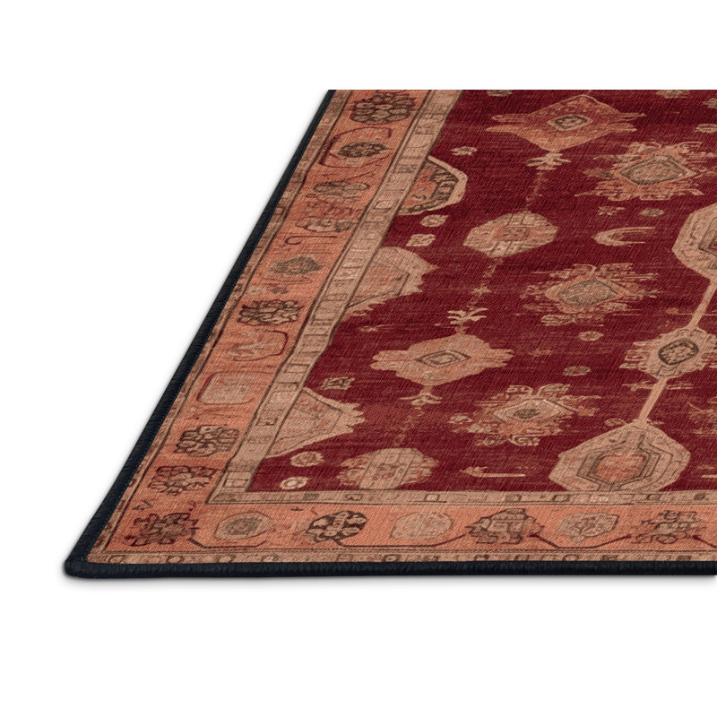 Tapis rouge lavé à la machine, Rectangulaire 8 pi x 12 pi