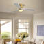 Ventilateur de plafond décoratif 52 pouces avec lumière DEL à intensité variable, télécommande 6 vitesses, 3 pales en bois massif, moteur à courant continu réversible pour le salon-247328816-247328814