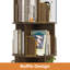 Bibliothèque à 6 niveaux pivotante à 360 degrés avec tablettes incurvées et déflecteurs, bibliothèque d'angle en bois de noyer avec armoire inférieure