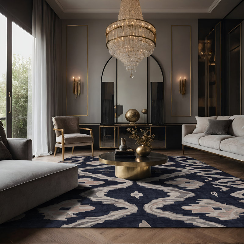 Tapis gris soyeux et moelleux, Rectangle 7 pi x 10 pi