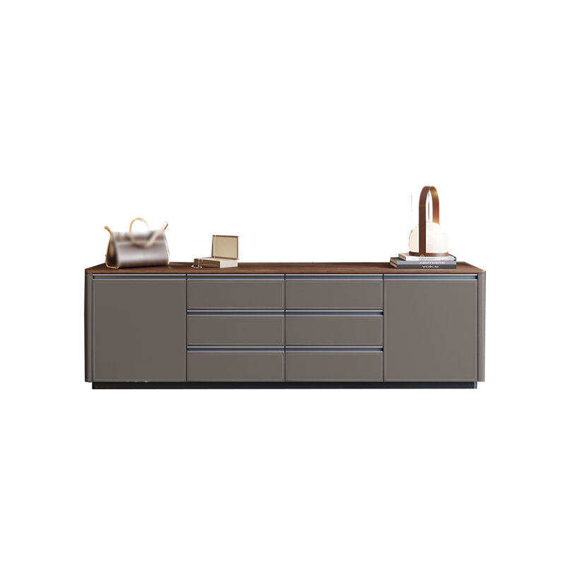 Meuble télé sur pied, Gris / bois brun foncé, 70.87"