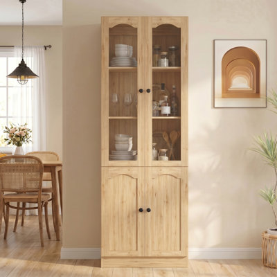 80"H x 23.6"W Bookcase with Adjustable Shelves and Glass Door