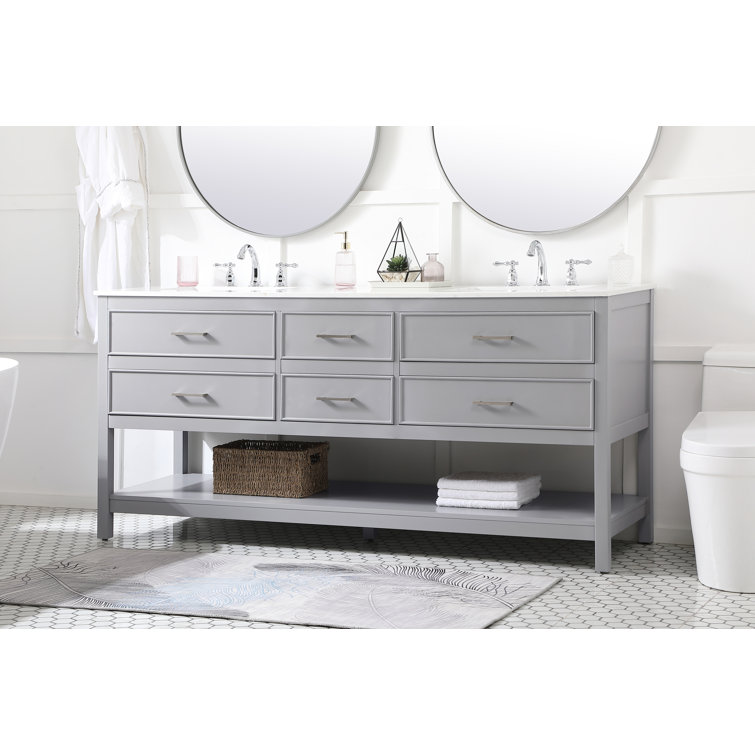 Sinclaire 72'' Double Bathroom Vanity with Engineered Marble Top