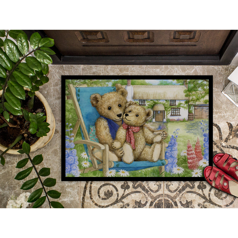 Tapis d’extérieur antidérapant à fleurs teddy, Rectangle 1 pi 6 po x 2 pi 3 po