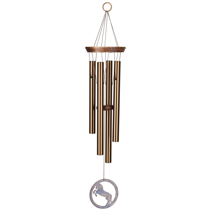 Bronze and Teak Finish Equestrian Spirit Wind Chime, 26"