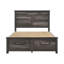 Grand lit plateforme 1Pc au fini gris avec rangement pour pied de lit