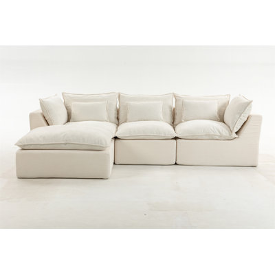 Boneless Cloud Couch Oversized Modular Sectional Sofa True Relax Comfy Couches Wide&Deep Seat Sofas For Living Room Furniture Sets, 3Seat With Ottoman
