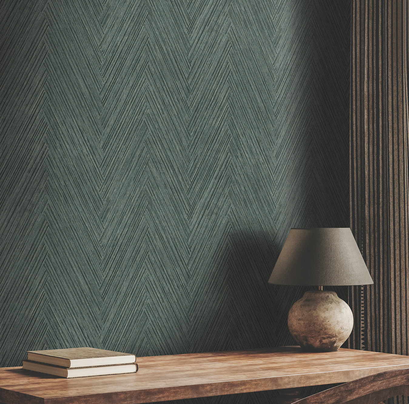 Jan Wallpaper Double Roll, Bottle Green