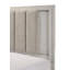 Lit de taille très grand 1pc avec finition blanche brume, détails linéaires élégants et tête de lit tapissier moelleuse pour les chambres à coucher modernes-121611743