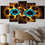 Quantum Twin Flames III - Fractals, art mural sur toile - 5 panneaux