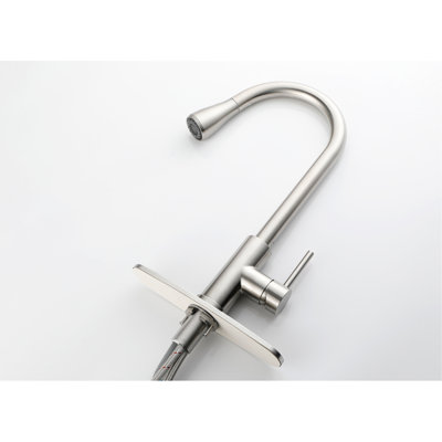 Stainless Steel Pull Out Kitchen Faucet, Brushed Nickel, 3 Output Modes, Robust Faucet With Head, Water Settings, Quality Assurance