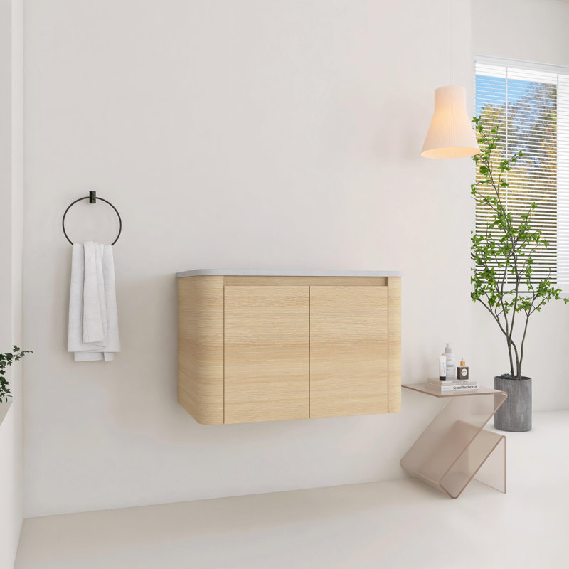 Base de meuble-lavabo mural 30 po avec portes à fermeture douce, chêne blanc américain, 30"