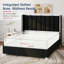 Modern Velvet Upholstered Wingback Bed With Vertical Channel Tufted Headboard-1969074595-1969074597