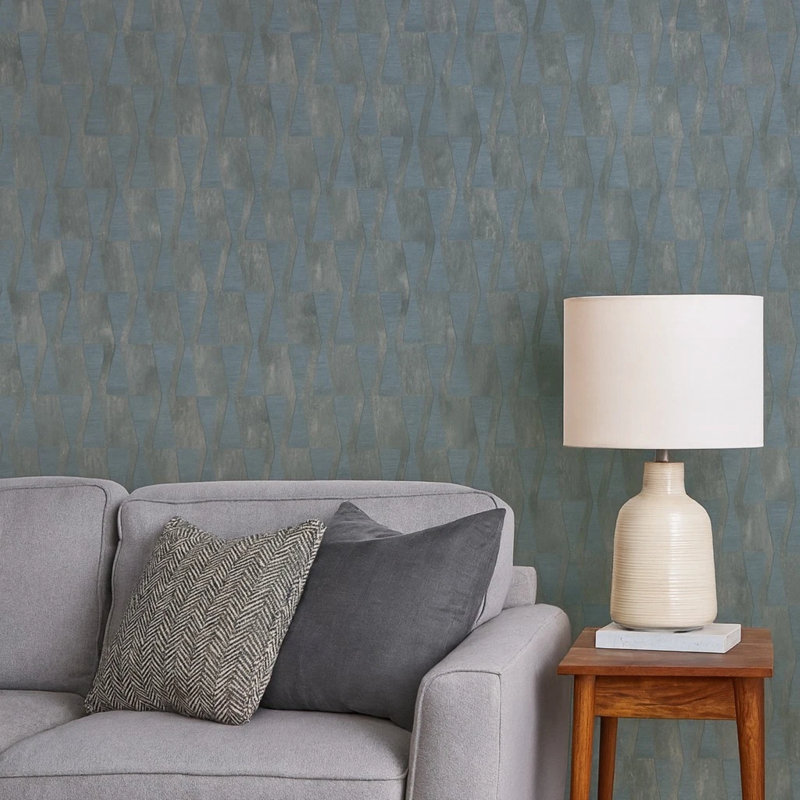Papier peint géométrique texturé géométrique bleu sarcelle foncé